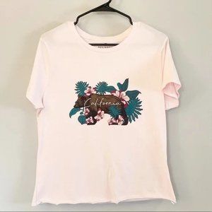 NWT Womens Stunner California Crop Tee Pink Graphic Shirt Bear Cali Size L G346